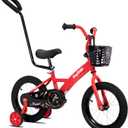 JOYSTAR 16" Kids Bike for Boys and Girls Ages 1-7Years Toddler Bike with Training Wheels & Basket, Detachable Parent Push Handle, Kids Pedal Bike