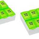Ezy Dose Weekly (7-Day) AM/PM Pill Organizer, Vitamin Case, and Medicine Box, Medium Compartments, 2 Times a Day, Green, 67375GAMT (Pack of 2)