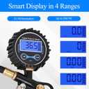 Digital Tire Pressure Gauge with Inflator 250 PSI, Heavy Duty 360 Air Chuck Air Compressor Attachments, Improved Leaks Protection & Extended Hose Tire Gauge, 0.1 Display Resolution, with Storage Box