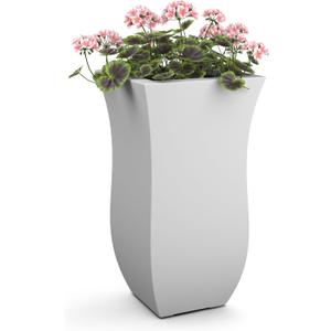 Mayne Valencia 30-Inch Tall Planter  Weather-Resistant Planter for Flowers  Durable Indoor/Outdoor Design for Patio, Porch, or Entryway (White)