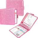 Car Registration and Insurance Holder, Vehicle Glove Box Car Organizer with Magnetic Closure, Auto Truck Comparment Accessories Case for Cards, Essential Document and Driver License (Glitter Pink)