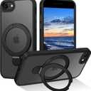 DUEDUE for iPhone SE 2022 Case Magnetic, iPhone SE 2020 Cover, iPhone 7/8 Case with Stand[Compatible with Magsafe], Translucent Matte Cover Kickstand Phone Cases for iPhone SE/8/7, Black
