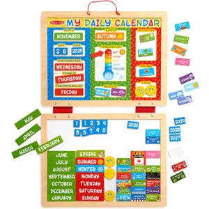 Melissa & Doug My First Daily Magnetic Calendar - Activities Calendar for Kids, Weather and Seasons Calendar for Preschoolers and Kids Ages 3+