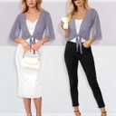 Women's Short Cardigan Bolero Shrug Sheer Tie Front Top 3/4 Sleeve Jacket for Dress S