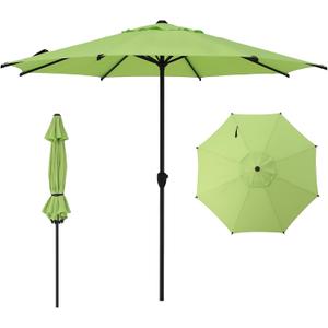 Abba Patio 9FT Lyon Outdoor Patio Umbrella Outdoor Table Umbrella with Crank Market Umbrella 8 Sturdy Ribs UV Protection Waterproof and Push Button Tilt for Garden Deck Backyard Pool,Lime