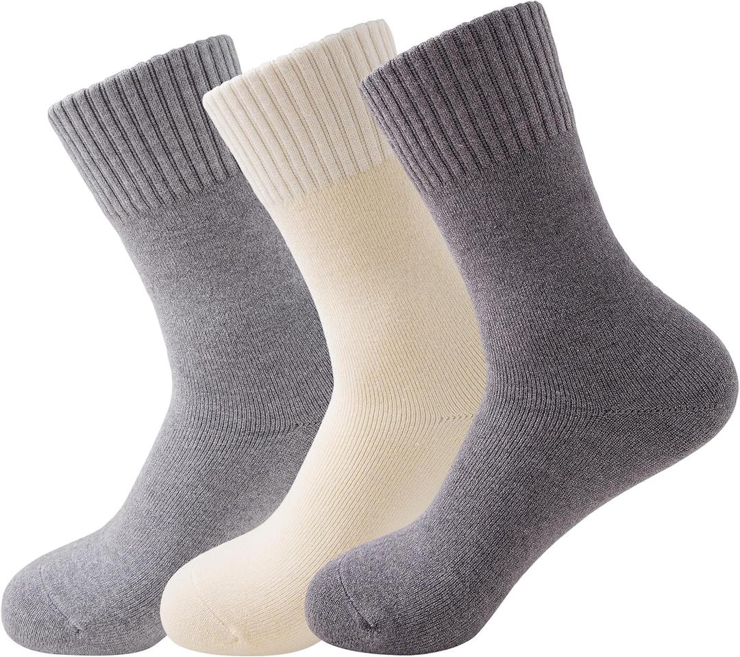 2 x Womens Cozy Crew Socks Winter Knit Thick Soft Casual Calf Socks for Girl 3 Pairs Size 5-10