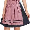 HiZiTi Oktoberfest Costumes Women Dirndl Dresses 3 Pcs German Oktoberfest Dress Bavarian Blue Dress White Blouse Pink Apron (Blue, L)
