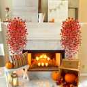 2 x Artificial Fall Hanging Flowers for Decoration, 2pcs Long Vine Fake Flowers Plants Morning Glory, Realistic Faux Petunias for Planter Patio Porch Garden Autumn Outdoors Dec, Orange Red