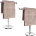 Bathroom Hand Towel Holder Stand, T-Shape Hand Towel Holder Stand SUS304 Stainless Steel for Bathroom, Kitchen or Vanity Countertop (Pack of 2)