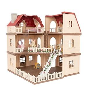 OLEOCA Family Manor Doll House — Large 3-Story Modular Playhouse with Furniture, Bunny Figures & Accessories, Ultimate Pretend Play Home for Kids Ages 3+