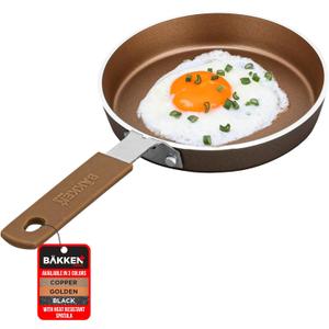 2-Piece Mini Nonstick Egg Pan & Omelet Pan  Egg Pan [5.5''] with Copper/Golden Non-Stick, Skillet, Eco-Friendly for Eggs Pancakes, for All Stoves - Non Toxic
