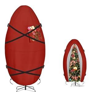 SIRUITON Upright Christmas Tree Storage Bag for 7.5 ft Tall, Heavy Duty 210D Oxford Fabric Vertical Xmas Storage Bags, Waterproof & Tear-Resistant Christmas Tree Cover with UV Protection