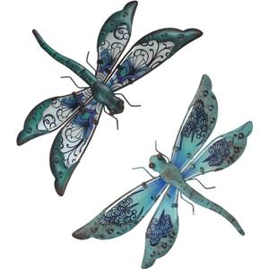 LIFFY Glass Metal Dragonfly Wall Decor Pair - Outdoor Wall Art for Garden and Home - Hanging Decor Gifts for Women, Light Blue LIFFY Glass Metal Dragonfly Wall Decor Pair - Outdoor Wall Art for Garden and Home - Hanging Decor Gifts for Women, Light Blue