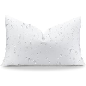 Artscope 12x20 Outdoor Pillow Inserts, Synthetic Down Waterproof Lumbar Throw Pillow Inserts, Soft Decorative Outdoor Pillows for Couch Sofa Bed Patio Furniture (White)