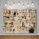 7x5ft Western Wall Jerusalem City Backdrop Rustic Wall Photography Background Travel Natural Scenery Banner Room Decor Wallpaper KU701