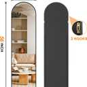 TRAHOME Arched Full Length Mirror, 56"x15" Standing Body Mirror for Wall, with Aluminum Alloy Frame for Bedroom, Living Room, Dressing Room(Black)