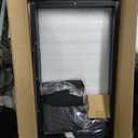 Portable DJ Booth 43"L x 20"W x 45"H, DJ Facade Booth with Black & White Scrims, Folding DJ Booth for Party, DJ Facade Table Booth with Cable Hole, Black Metal Frame + Carry Bag
