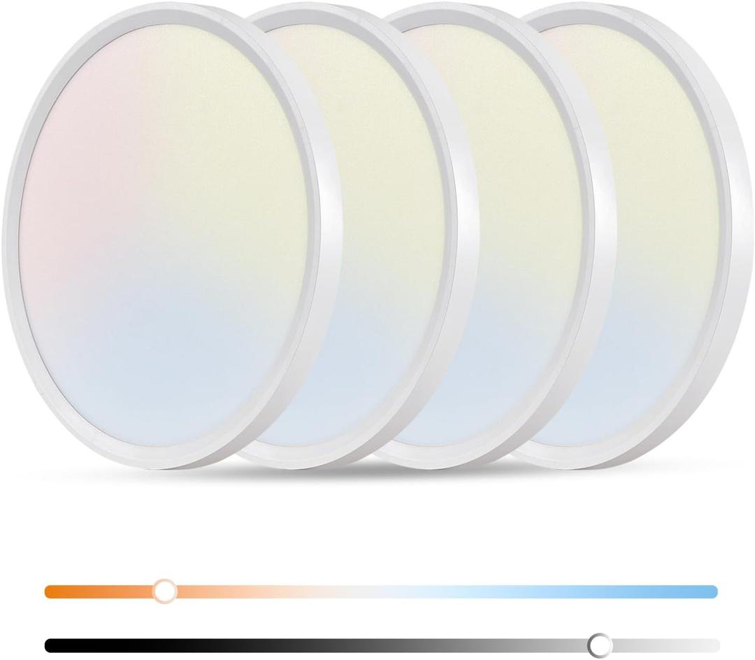 4PK Dimmable 15.8 Inch Led Ceiling Light Flush Mount, 34W, 3060LM, 3000K/3500K/4000K/5000K/6500K CCT, 0.98" Super Slim Close to Ceiling Round Flat Panel Light for Hallway,Kitchen ect, White