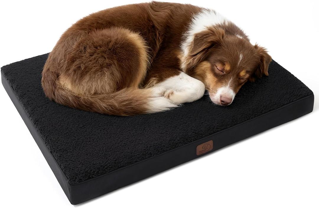 Bedsure Dog Bed for Large Dogs - Orthopedic Waterproof Puppy Beds with Removable Washable Cover, Egg Crate Foam Pet Mat, Suitable for Pet Up to 65 lbs (36"L x 27"W x 3"Th, Black)