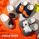 Fuzzy Warm Fluffy Plush Animal Cute Slippers For Women Houseshoes For Women (Gray)