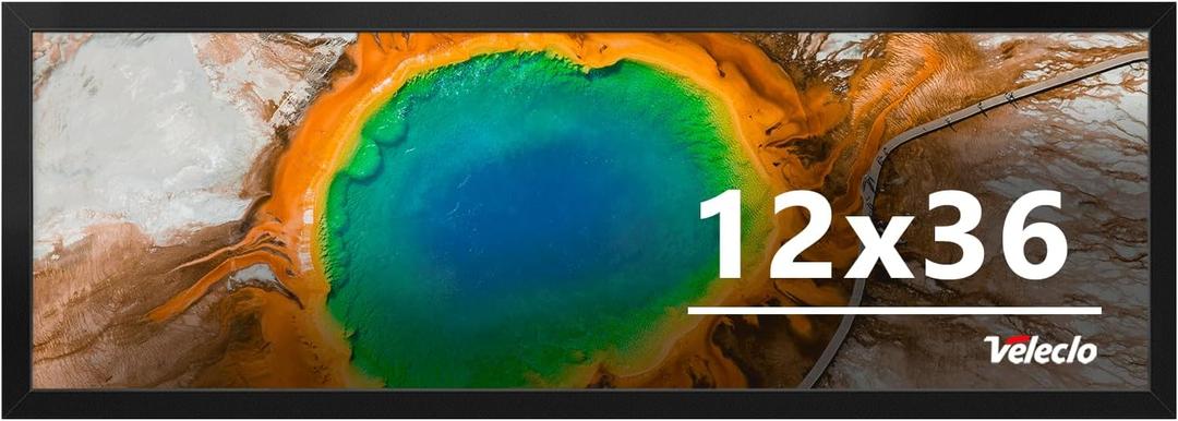 12x36 Picture Frame for Wall Display, 12x36 Black Picture Frame with Shatter Resistant Plexiglass, Stable and Sturdy 12 x 36 Poster Frame for Wall Display, Handpicked Gift Collection, 1 Pack