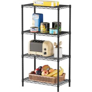 SINGAYE 4 Tier Storage Rack Wire Shelving Unit Shelves Metal for Pantry Closet Shelve Organization Kitchen Laundryroom 800Lbs Capacity 24" D x 14" W x 48" H Black, 4 Tier 14"dx24"wx48"h
