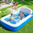 FizZeal Kiddies Pool,Inflatable Pool with Sprinkler,Inflatable Pools with Big Backrest for Toddlers,Rectangle Kids Pool Backyard,Kids Swimming Pool,Small Inflatable Pool, Outdoor Water Pool for Kids