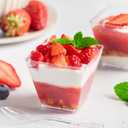 Qeirudu 3 oz Mini Dessert Cups with Lids and Spoons, 50 Pack Plastic Parfait Cups Dessert Shooter Cups for Individual Appetizers Mousse Trifle Ice Cream
