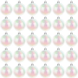 30 PCS Iridescent Ornaments Balls, 2.36 Inch Clear Christmas Rainbow Ball, Plastic Halloween Hanging Bubble Ornaments Balls for Christmas Tree, Halloween Home Decor