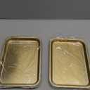 6 Pcs 7.5 x 5.5 Inch Gold Baking Sheets Stainless Steel Baking Pan Tray Cookie Sheet Rectangle Mirror Finish and Rust Free Easy Clean and Dishwasher Safe Bakeware Oven Tray for Roasting