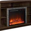 Ameriwood Home Overland Corner Fireplace TV Stand for TVs up to 50 Inch, Replaceable Electric Fireplace Insert Heater, Remote Control, Timer, Realistic Log and Flame Effect, Espresso