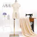 Female Sewing Mannequin Size 8, Professional Dress Form for Tailor Design and Display, Foam Body for Pinning, Height Adjustable Torso with Stable Metal Base (Without Arms Beige, 8)