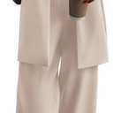 KIRUNDO Women Suits 2 Piece Set Business Casual Dressy Oversized Blazer Jacket and Wide Leg Dress Pantsuits Formal Outfits (Medium, Beige)