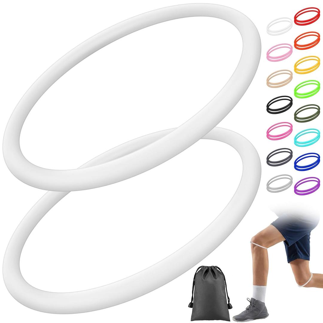 Foilswirl Silicone Patella Knee Band for Basketball Patella Tendon Support Knee Pain Running Tendon Brace Support Strap(2,White,S)