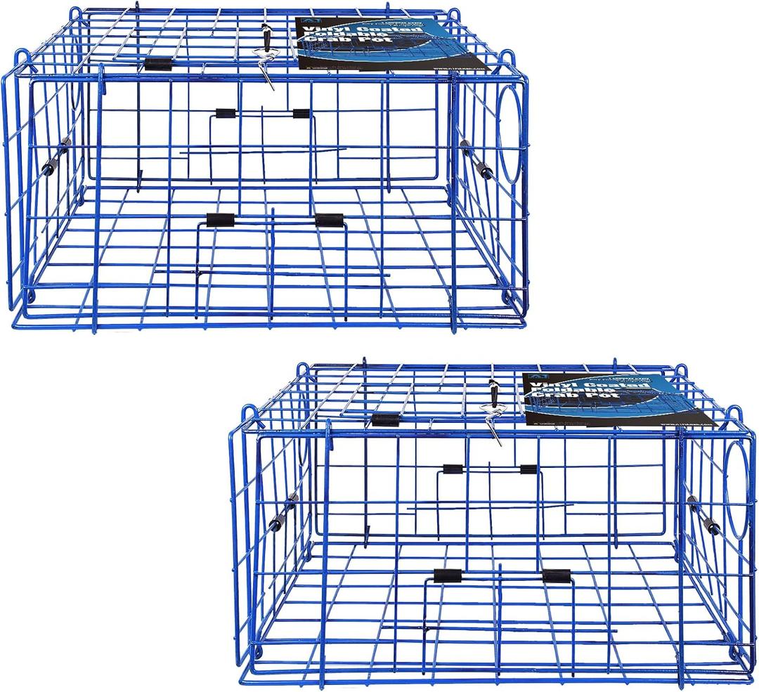 Pacific Folding Crab Trap Pot Vinyl Coated Steel Wire 24''x24''x12'' 2 Pcs for Dungeness