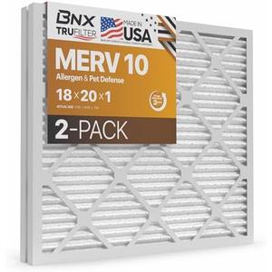 BNX TruFilter 12x12x1 MERV 10 (2-Pack) AC Furnace Air Filter - MADE IN USA - Pleated Air Conditioner HVAC AC Furnace Filters - Removes Odor, Mold, Bacteria, Smoke