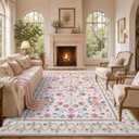 Garvee Beige Floral 8x10 Area Rugs for Living Room Bedroom
