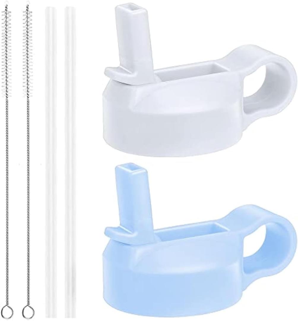 The Mass Wide Mouth Straw Lid Compatibility Most Sports Water Bottle (White & Frost)