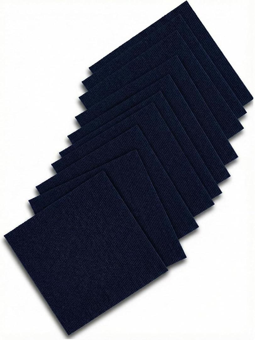 24x24 inch Polyester Carpet Square Set of 10 with Stickers for Easy Peeling - Self-Adhesive Peel and Stick Carpet Tiles - Works with Most Subfloor Types - Blue Floor Squares