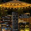 Minetom 34FT Solar String Lights Outdoor Waterproof, 9 LED S14 Shatterproof Bulb, Patio Lights with Remote Type-C Port Timable, 3 Light Modes Dimmable Solar String Lights for Outside, Yard, Camping