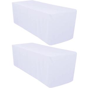 Surmente Pack of 2 White Fitted Tablecloths for 6 Foot Rectangle Tables, White Table Covers for Weddings, Banquets, or Restaurants (72" x 30") Surmente Pack of 2 White Fitted Tablecloths for 6 Foot Rectangle Tables, White Table Covers for Weddings, Banquets, or Restaurants (72" x 30")
