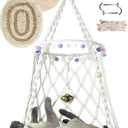 KARCEEY Hanging Cat Bed Macrame Cat Hammock Window Perch with Catnip Mat for Wall Window Indoor/Outdoor