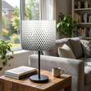 Medium Drum Lamp Shades Set of 2, 13" Top×13" Bottom×10" Height for Table Lamps Floor Lamps, Black Floral Gradient Print Replacement Lampshade for Modern and Farmhouse Decoration(Spider Fitter)