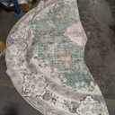 MUJOO Green Round Rug,Circle Washable Area Rugs for Bedroom Living Room Bathroom,Boho Small Non Slip Circular Carpet,Sage Floral  8'8ftx3'9ft