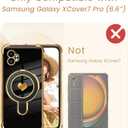 for Samsung Galaxy XCover7 Pro Love Heart Kickstand Case with 2X Screen Protector: Luxury Plated Gold Edge Slim Soft TPU Shockproof Protection Case Cover for Galaxy XCover7 Pro (Black)