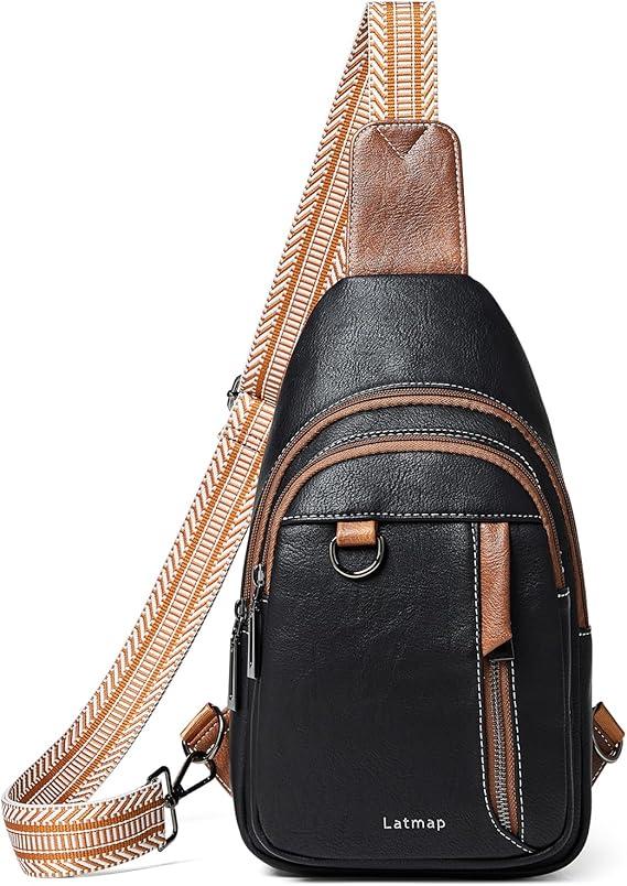 Sling Bag For Women Faux Leather Small Casual Daypack Backpack Fanny Pack Crossbody Chest Bags Purse
