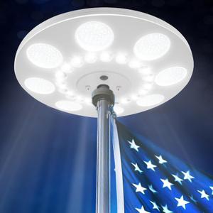 Solar Flag Pole Light Top Mount - 220 LED Flagpole Light Solar Powered 3500 Lumen IP67 Waterproof Solar Lights for 15-25ft Poles Outdoor Dusk to Dawn Flags Lighting Work 12+ Hours (White)