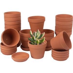 CFKJ [17 Pack] 4" Planter Nursery Pots Terracotta Pot with Saucer Clay Ceramic Pottery Cactus Pot Flower Succulent Garden Terra Cotta Planter Pots (4")