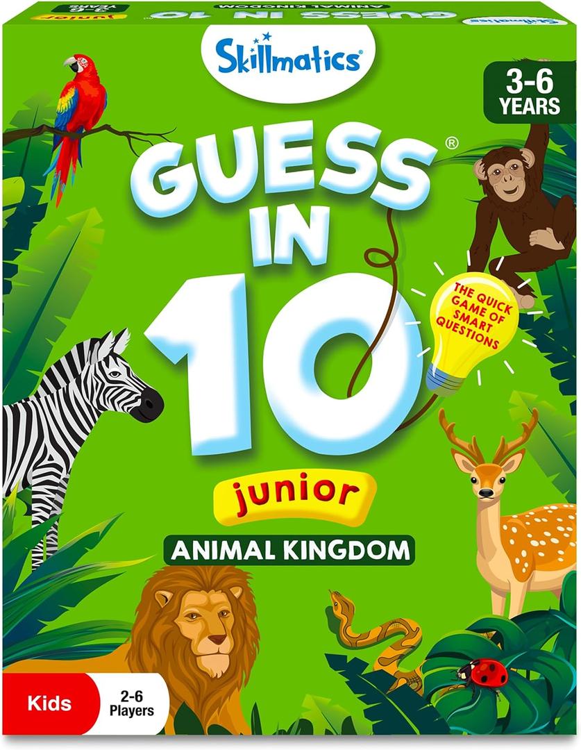 Skillmatics Guess in 10 - Animal Kingdom, Stocking Stuffers Card Game for Preschool Kids, Girls & Boys, Fun Travel Game for Ages 3, 4, 5, 6