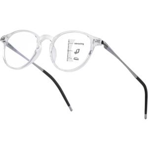 Exquisite Round Ultralight Progressive Multifocus Reading Glasses Women Men Durable Blue Light Blocking Anti EyeStrain/UV Multifocal Readers Spring HingeMid-Near Range 3ft, Top is Not 02.25 Clear